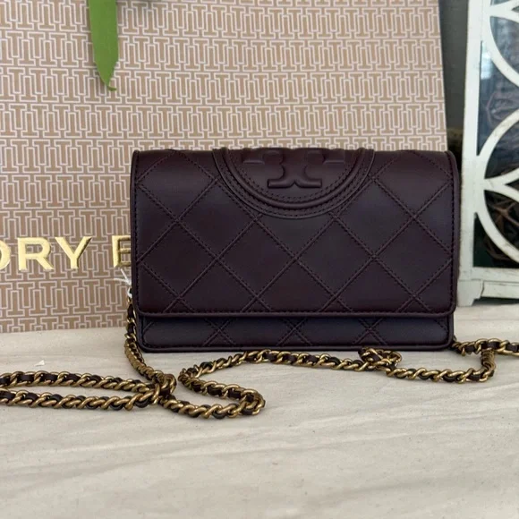 448! New TORY BURCHFLEMING SOFT CHAIN WALLET Color ALBAROSSA - Picture 12 of 12